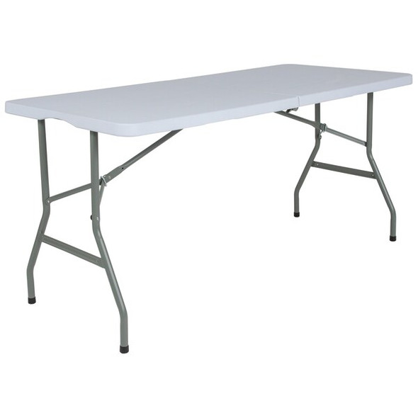 Flash Furniture Bi-Fold Granite White Plastic Folding Ta RB-3060FH-RES-GG