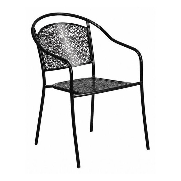 Flash Furniture Black Steel Patio Arm Chair with Round Back CO-3-BK-GG