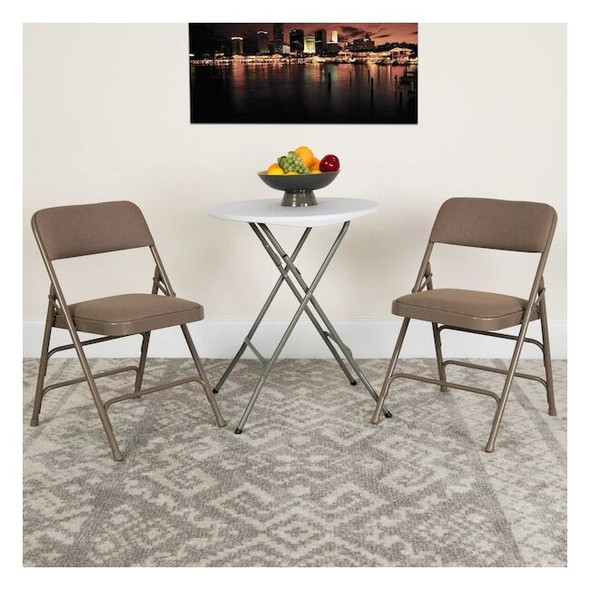 Flash Furniture Beige Fabric Folding Chair,PK2 2-HA-MC309AF-BGE-GG