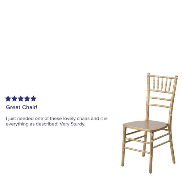 Hercules Chiavari Chair, Wood Back, 15-3-4 in W 18" L 36-1-4" H  XS-GOLD-GG