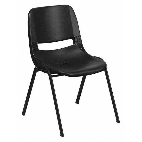 Flash Furniture Stack Chair,Plastic,Black,32" H RUT-EO1-BK-GG