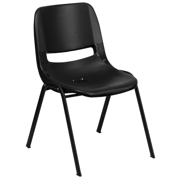 Flash Furniture Stack Chair,Plastic,Black,32" H RUT-EO1-BK-GG