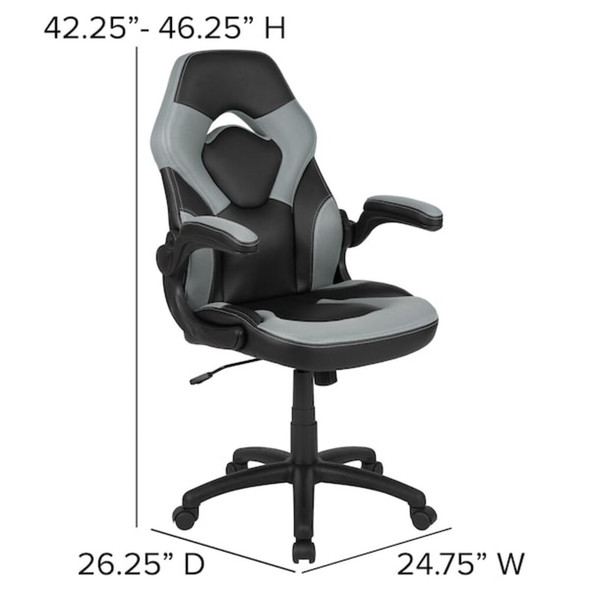 Flash Furniture Gaming Chair, Padded Flip-up, Gray CH-00095-GY-GG