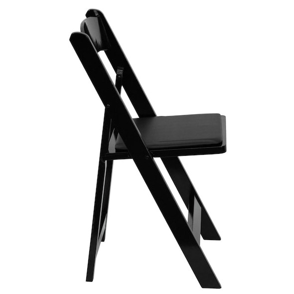 HERCULES Series Black Wood Folding Chair with Vinyl Padded Seat,PK4