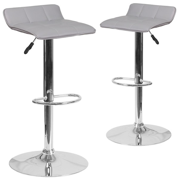 Flash Furniture Gray Vinyl Barstool,PK2 2-DS-801B-GY-GG Flash Furniture Gray Vinyl Barstool,PK2 2-DS-801B-GY-GG