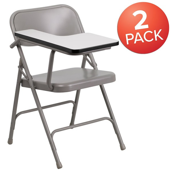 Flash Furniture Premium Steel Folding Chair with Right Handed Tablet Arm, PK2 2-HF-309AST-RT-GG