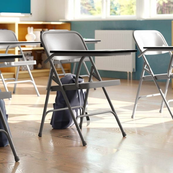 Premium Steel Folding Chair with Right Handed Tablet Arm, PK2  2-HF-309AST-RT-GG