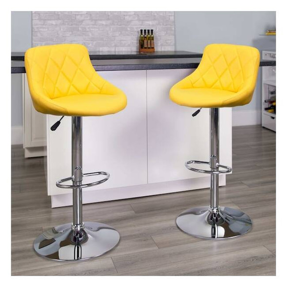 Flash Furniture Yellow Vinyl Barstool,PK2 2-CH-82028A-YEL-GG