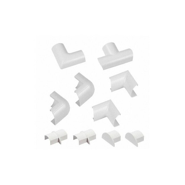 Accessory Multipack, 3 1/4 in L, 1 1/4 in W, 1 Channel, PVC, White