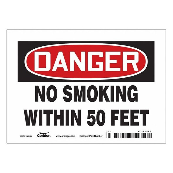Safety Sign, 5 in H, 7 in W, Vinyl, Horizontal Rectangle, English, 474U03