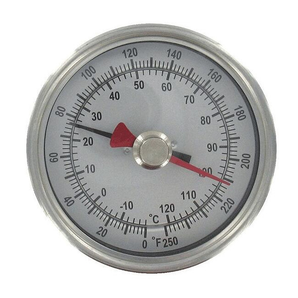 Maximum/minimum bimetal thermometer, range -40 to 160 Degrees F, 2-1/2" stem.