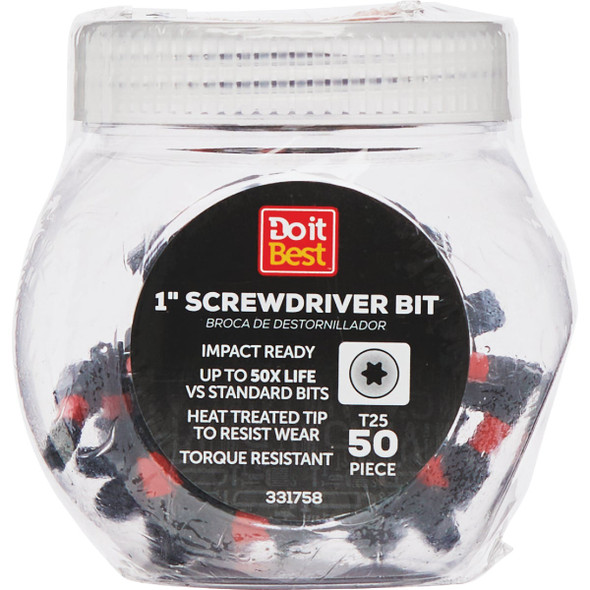 Do it Best 1 In. T25 Torx Impact Ready Screwdriver Bit (50-Pack) QJDIB-SCB-001