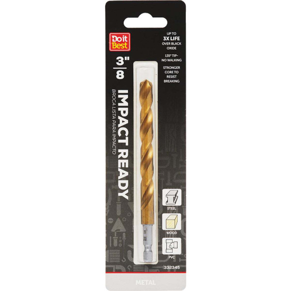 Do it Best 3/8 In. Impact Ready Titanium Hex Shank Drill Bit QJDIB-DB-057