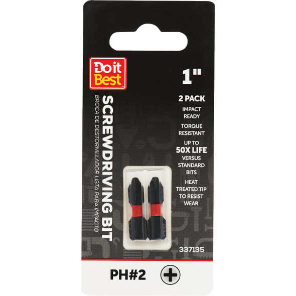Do it Best 1 In. Phillips #2 Impact Ready Screwdriver Bit (2-Pack) QJDIB-SC-005