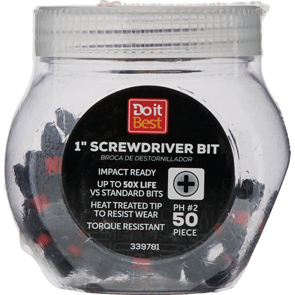 Do it Best 1 In. Phillips #2 Impact Ready Screwdriver Bit (50-Pack)