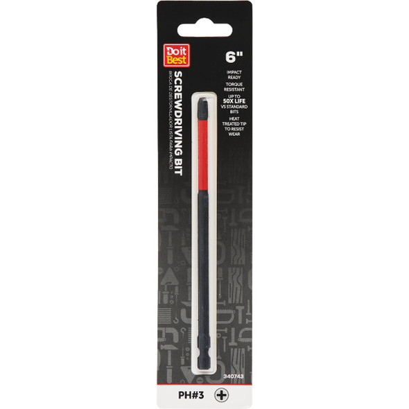 Do it Best 6 In. Phillips #3 Impact Ready Screwdriver Bit QJDIB-SC-012