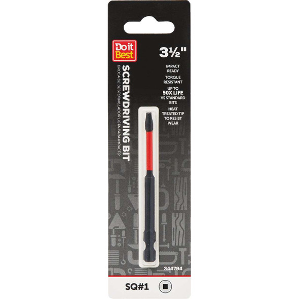 Do it Best 3.5 In. Square #1 Impact Ready Screwdriver Bit QJDIB-SC-015