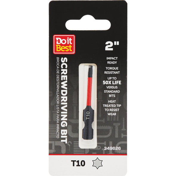 Do it Best 2 In. T10 Torx Impact Ready Screwdriver Bit QJDIB-SC-024