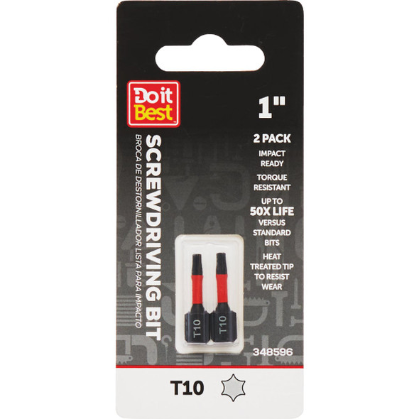 Do it Best 1 In. T10 Torx Impact Ready Screwdriver Bit (2-Pack) QJDIB-SC-023