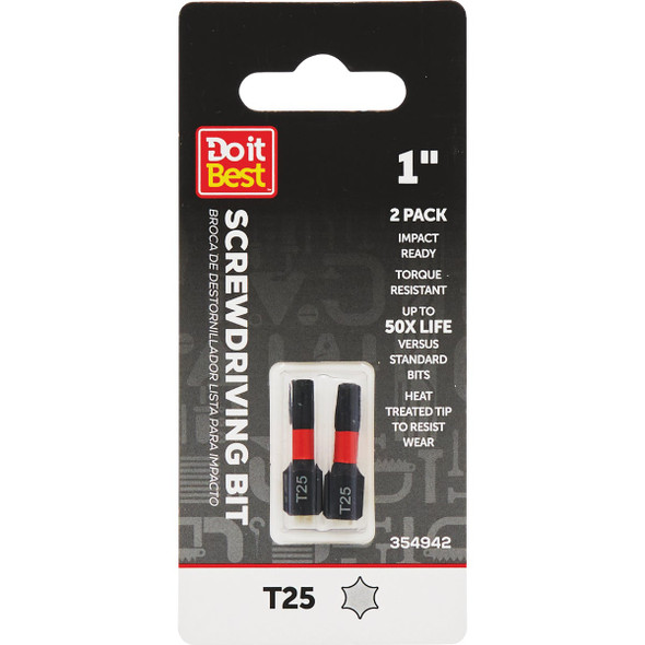 Do it Best 1 In. T25 Torx Impact Ready Screwdriver Bit (2-Pack) QJDIB-SC-030
