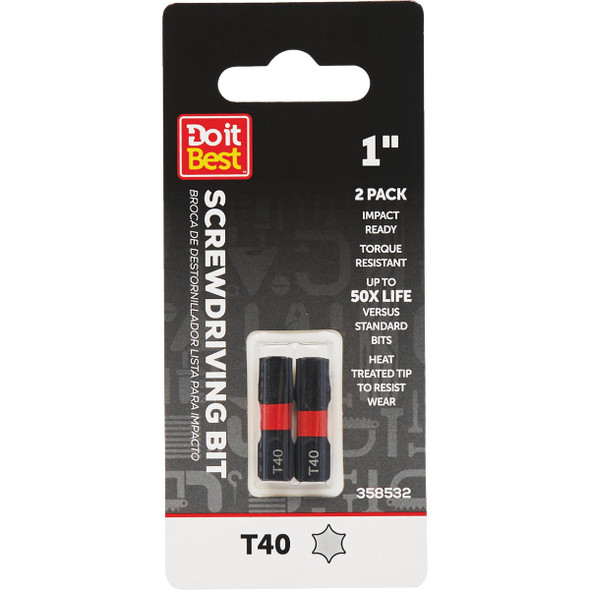 Do it Best 1 In. T40 Torx Impact Ready Screwdriver Bit (2-Pack) QJDIB-SC-036