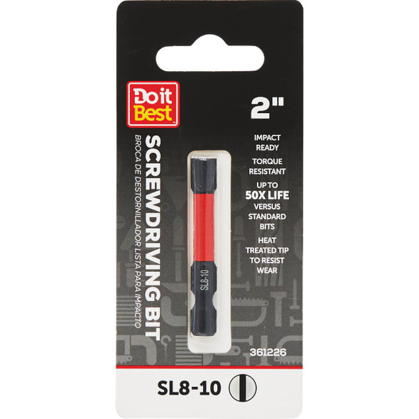 Do it Best 2 In. Slotted #8-10 Impact Ready Screwdriver Bit QJDIB-SC-041