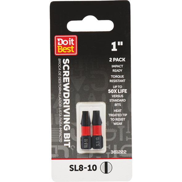Do it Best 1 In. Slotted #8-10 Impact Ready Screwdriver Bit (2-Pack)