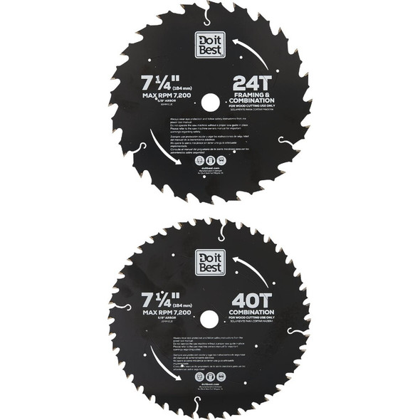 Do it Best 7-1-4 In. 24 & 40-Tooth Circular Saw Blade Set (2-Piece) QJDIB-PTASET-019 364774