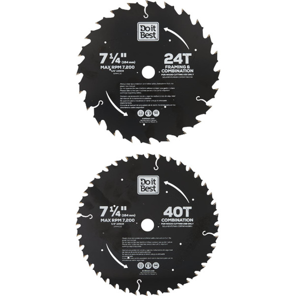 Do it Best 7-1/4 In. 24 & 40-Tooth Circular Saw Blade Set (2-Piece)