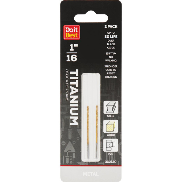 Do it Best 1/16 In. Titanium Drill Bit (2-Pack) QJDIB-DB-001