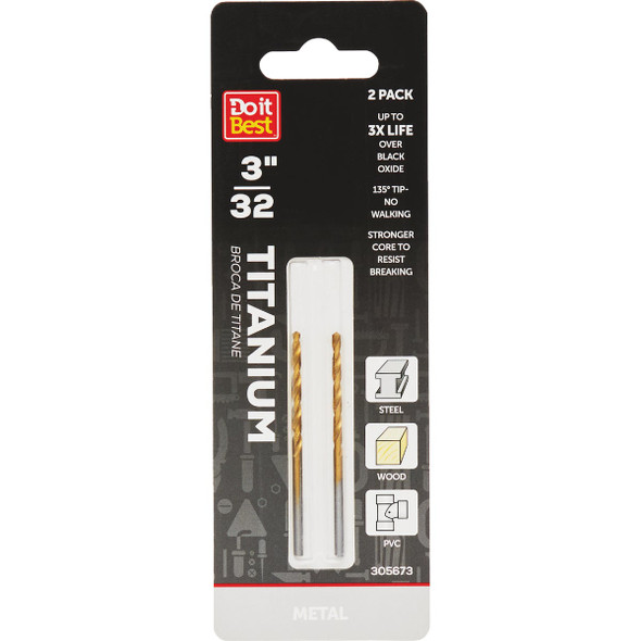 Do it Best 3/32 In. Titanium Drill Bit (2-Pack) QJDIB-DB-003