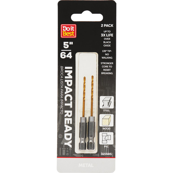 Do it Best 5/64 In. Impact Ready Titanium Hex Shank Drill Bit (2-Pack)