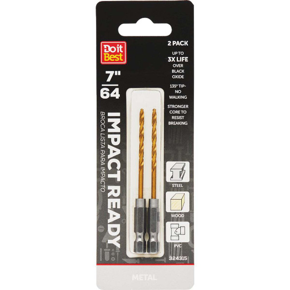 Do it Best 7/64 In. Impact Ready Titanium Hex Shank Drill Bit (2-Pack)