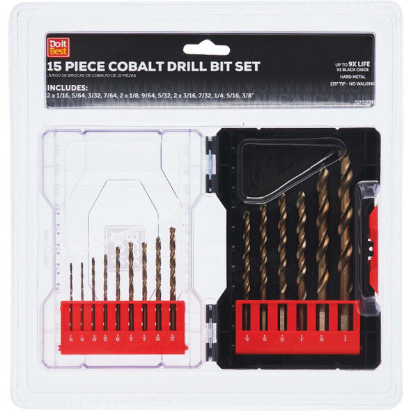Do it Best Cobalt Drill Bit Set (15-Piece) QJDIB-PTASET-005