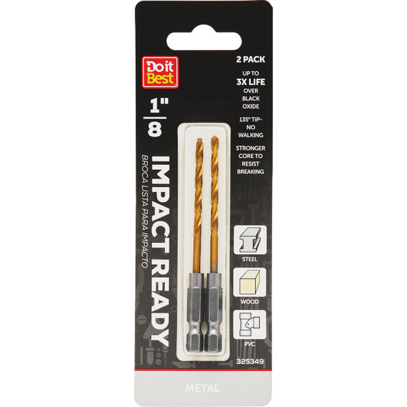 Do it Best 1/8 In. Impact Ready Titanium Hex Shank Drill Bit (2-Pack)