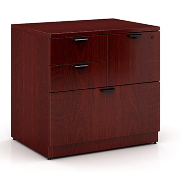 Boss 31" W 4 Drawer Combo File Cabinet, Mahogany,  Letter/Legal N114-M