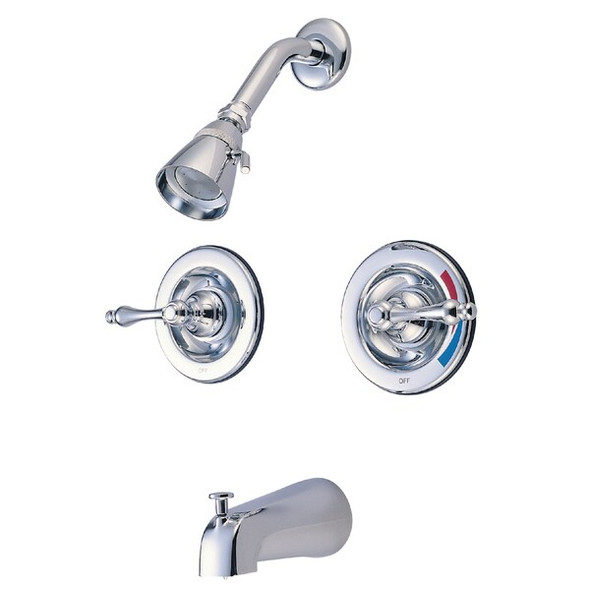 Kingston Brass Tub and Shower Faucet, Polished Chrome, Wall Mount KB661AL
