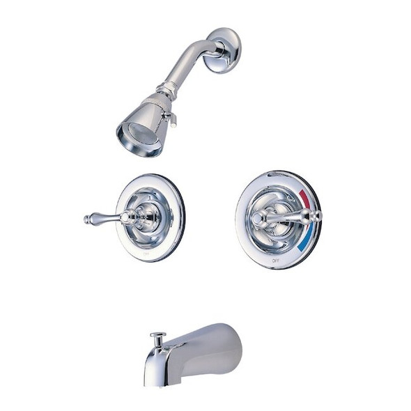 Kingston Brass Tub and Shower Faucet, Polished Chrome, Wall Mount KB661AL