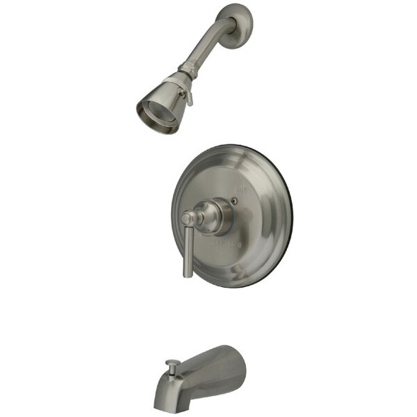 Tub and Shower Faucet, Standard, 3, Wall Mount, Brushed Nickel