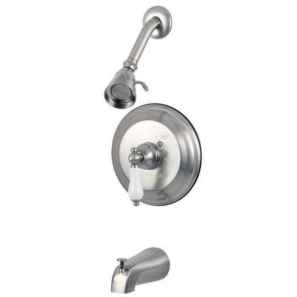 Tub and Shower Faucet, Standard, 3, Wall Mount, Brushed Nickel