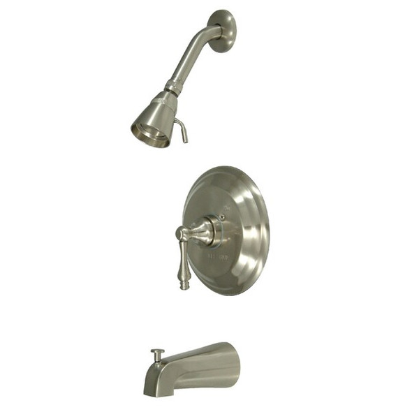 Tub and Shower Faucet, Standard, 3, Wall Mount, Brushed Nickel
