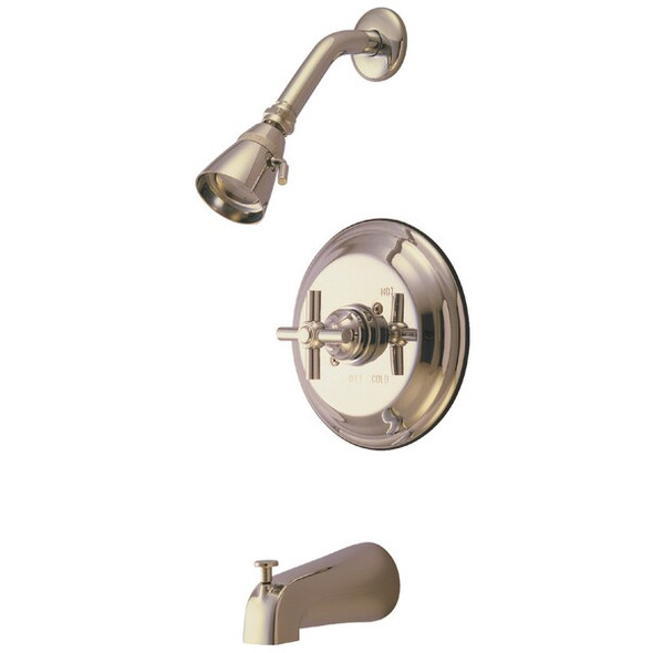 Tub and Shower Faucet, Standard, 3, Wall Mount, Brushed Nickel