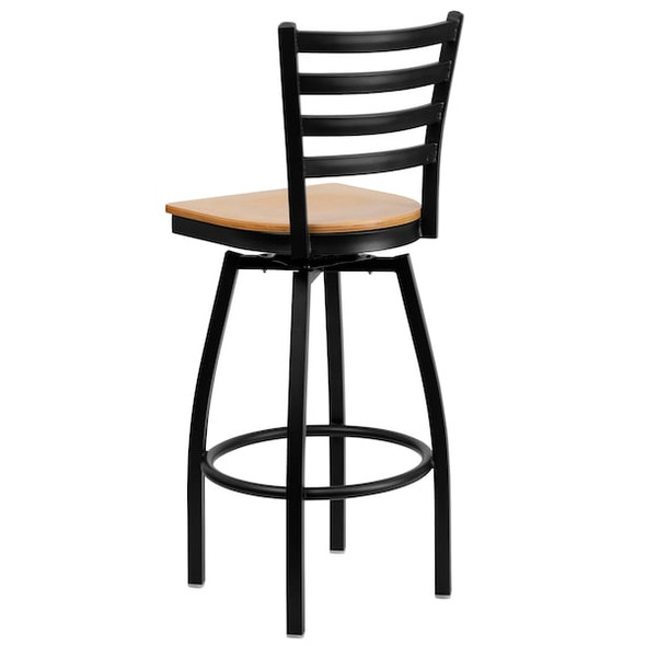 Flash Furniture Black Ladder Stool-Nat Seat,PK2 2-XU-6F8B-LADSWVL-NATW-GG
