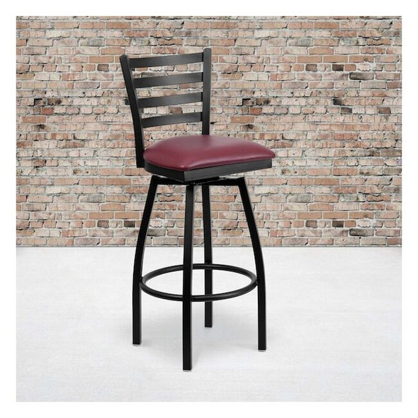 Flash Furniture Black Ladder Stool-Burg Seat,PK2 2-XU-6F8B-LADSWVL-BURV-GG