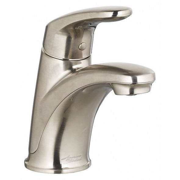 Manual Mid Arc Bathroom Faucet, Single Hole Mount, Brushed Nickel 1 Hole