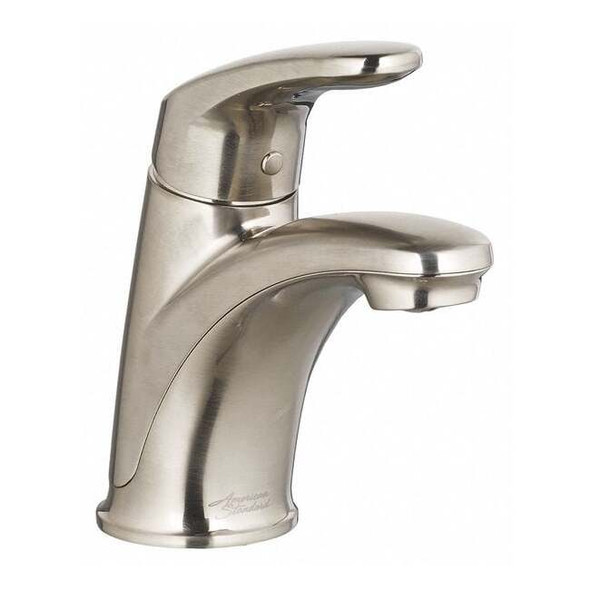Manual Mid Arc Bathroom Faucet, Single Hole Mount, Brushed Nickel 1 Hole
