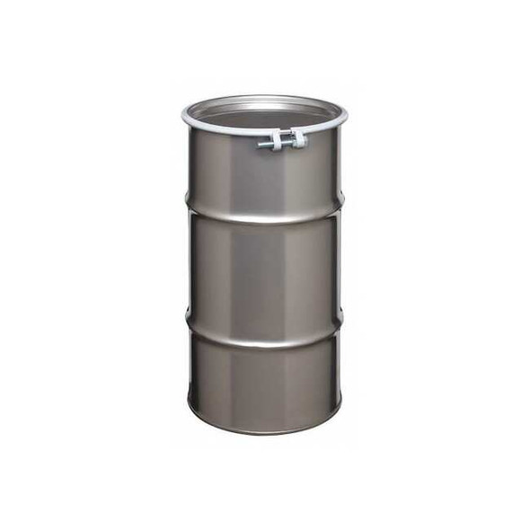 Open Head Transport Drum, 304 Stainless Steel, 16 gal, Unlined, Silver