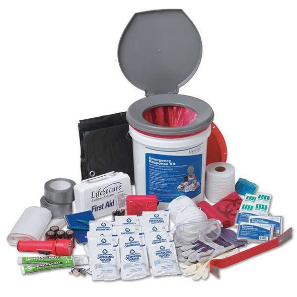Emergency Kit, Plastic Bucket Pouch, 255 Components, 25 People Served