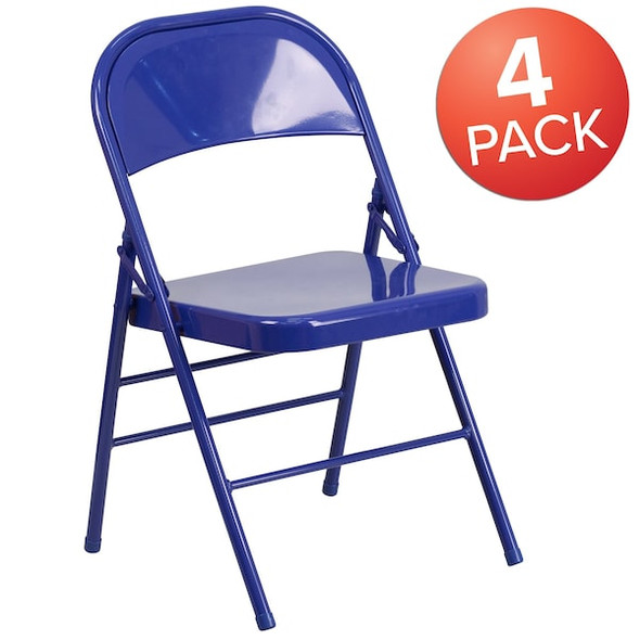 Flash Furniture Cobalt Blue Folding Chair,PK4 4-HF3-BLUE-GG