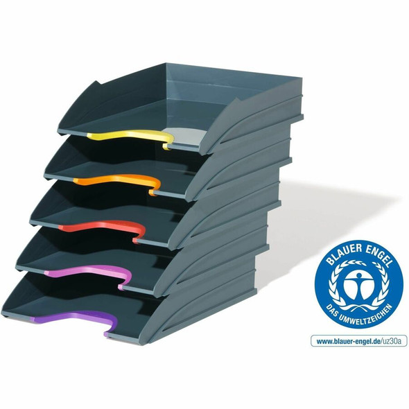 DURABLE VARICOLOR Desk Tray - Desktop - Stackable, Front Cut-out - Gray - Plastic - 1 Pack